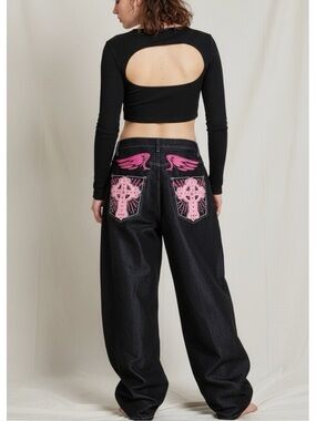 JADED LONDON XL Colossus Super Baggy Jeans, Pink Sapphire, 26”